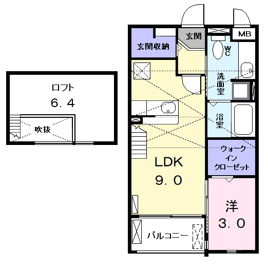 Planta 1LDK de グランツ中川