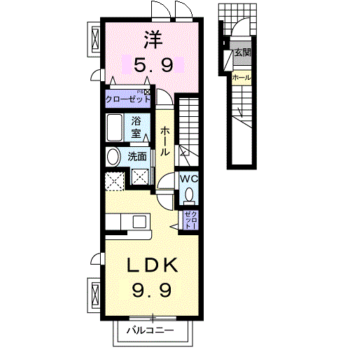 Planta 1LDK de ラブリ－ＫⅡ