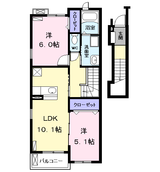 Planta 2LDK de ｌａｎｔｅｒｎ（ランタン
