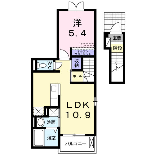 Planta 1LDK de メゾンミニョン