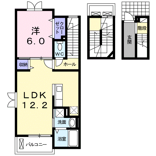 Planta 1LDK de メゾンミニョン