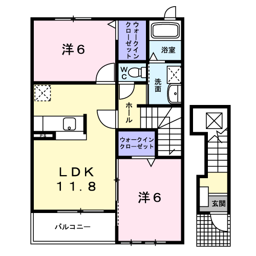 Planta 2LDK de セレノ