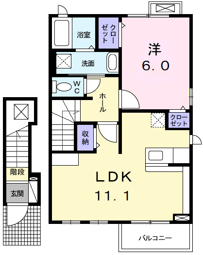 Planta 1LDK de エテルノ・相見
