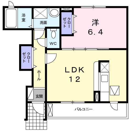 Planta 1LDK de サピー・レジデンス