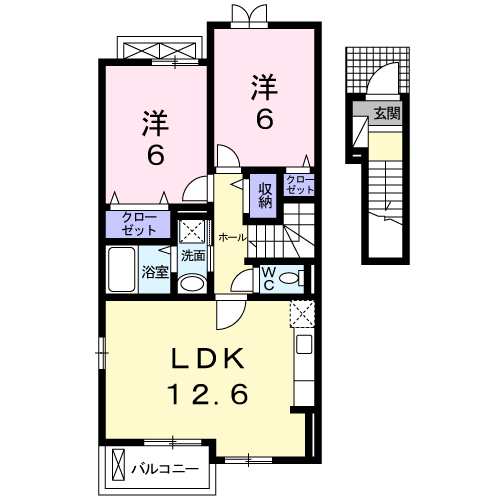 Planta 2LDK de アウローラ・ＹⅡ