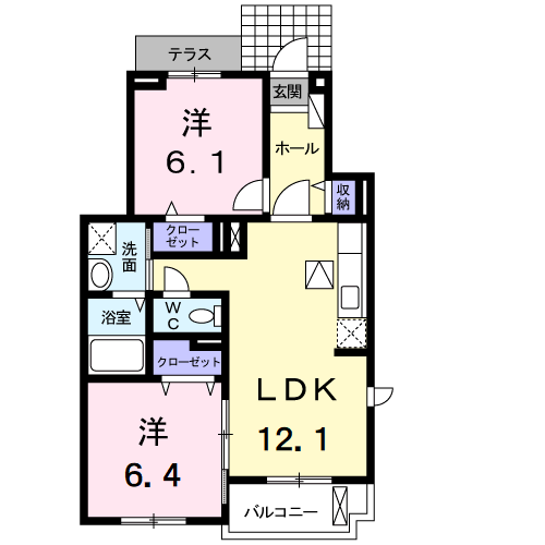 Planta 2LDK de ベルエクラ