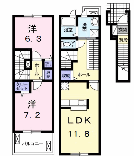 Planta do apartamento 2LDK — ベルエクラ