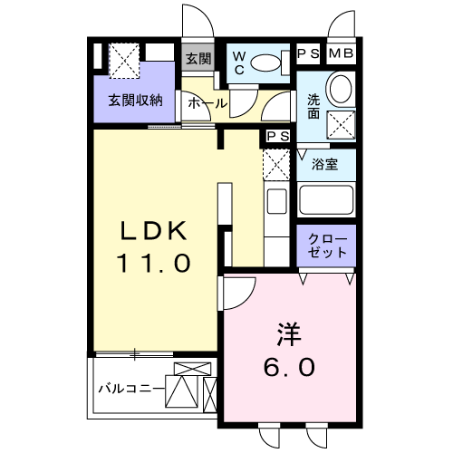 Planta 1LDK de リバーサイドヒル