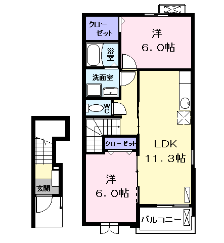 Planta 2LDK de プレドパルク八家