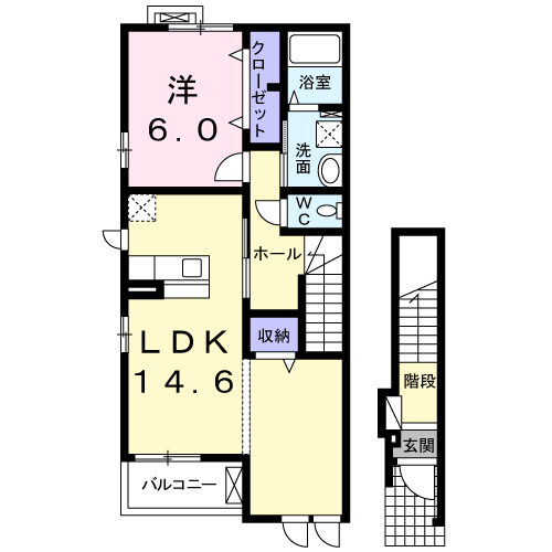 Planta 1LDK de フィオーレ　Ｍ