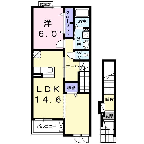 Planta 1LDK de フィオーレ　Ｍ