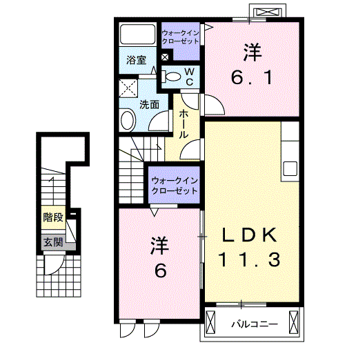 Planta 2LDK de マローネ北山