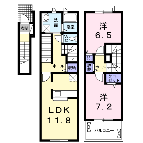 Planta 2LDK de フラン