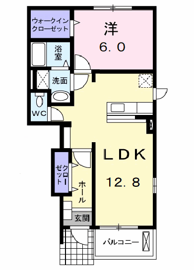 Planta 1LDK de ラ・ルーチェ