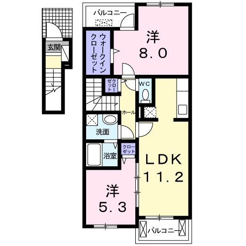 Planta 2LDK de ロザージュ