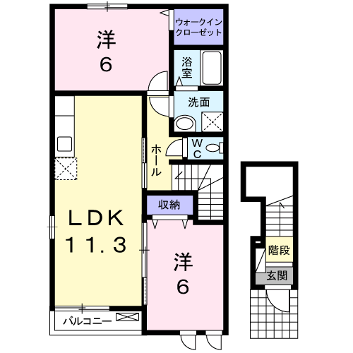 Planta 2LDK de ｃａｓａ　ｂｏｎｉｔａ