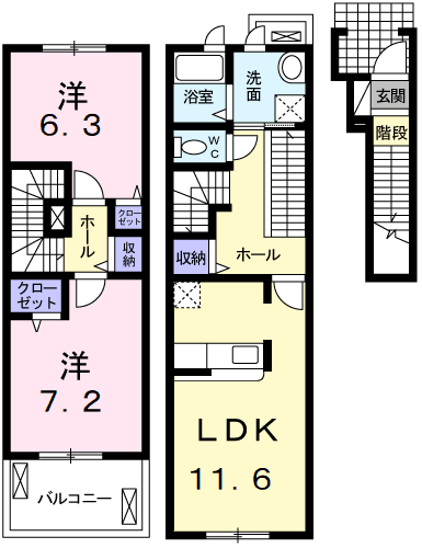 Planta 2LDK de プリムローズⅡ