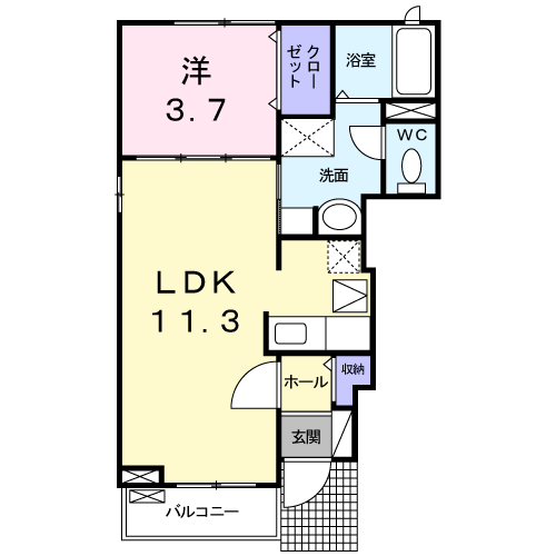 Planta 1LDK de クリーンハイツ　あおい