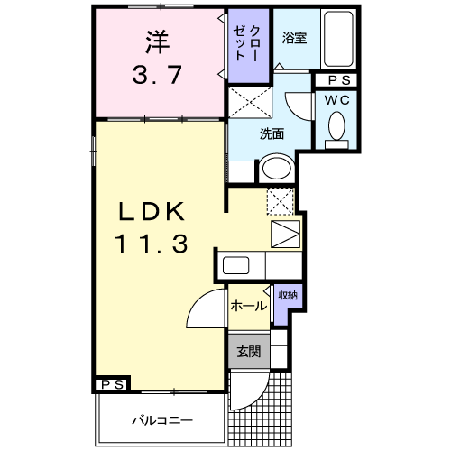 Planta 1LDK de プロムナード