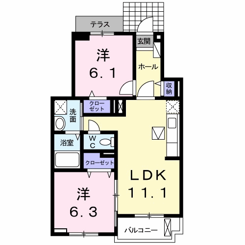 Planta 2LDK de サン　フェリーチェ