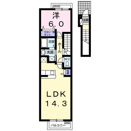 Planta 1LDK de クラールⅡ