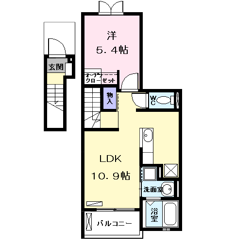 Planta 1LDK de プリムローズⅢ