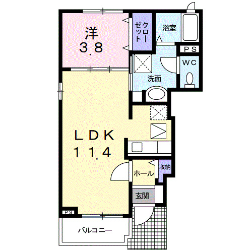 Planta 1LDK de フィオーレ