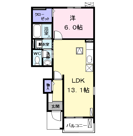 Planta 1LDK de Ｋ．Ｆ．Ｋアルバ　ｆｏｕｒ　Ａ