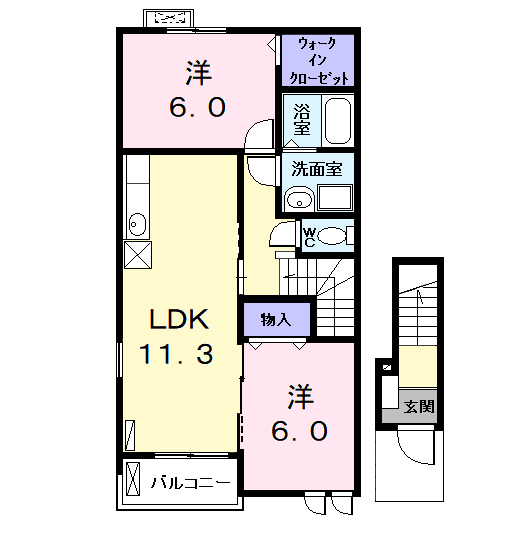 Planta 2LDK de Ｋ．Ｆ．Ｋアルバ　ｆｏｕｒ　Ａ