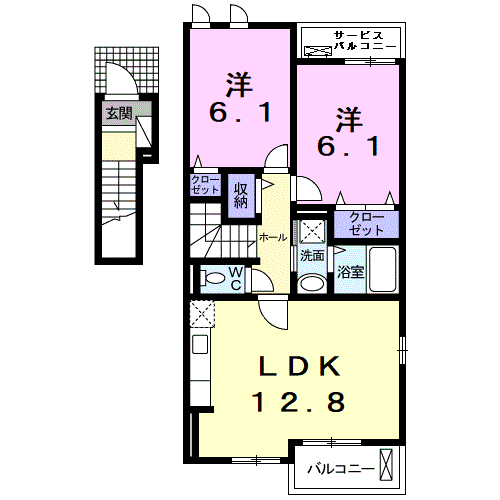 Planta 2LDK de ポラリスⅠ