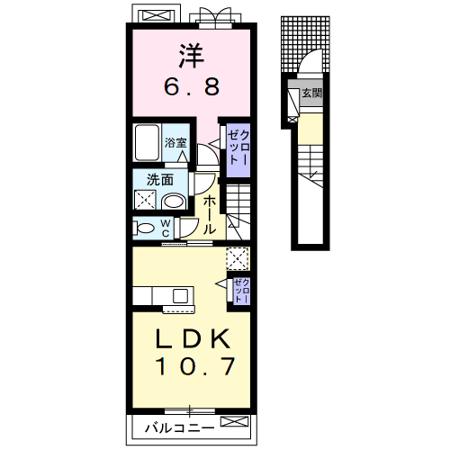 Planta 1LDK de オーブ