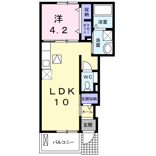 Planta 1LDK de ロータス