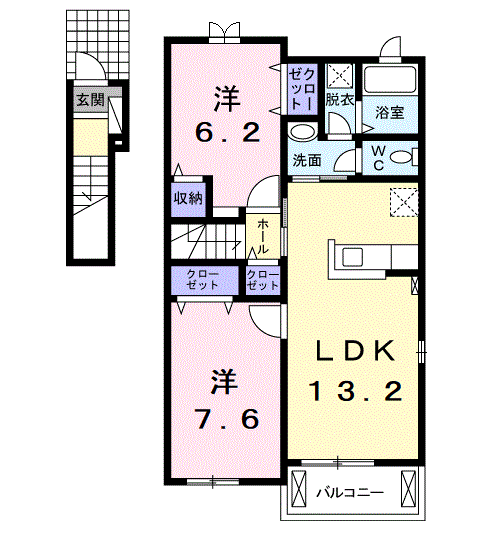 Planta 2LDK de コンフォート青山Ⅱ