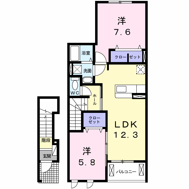 Planta 2LDK de プリムローズＫ