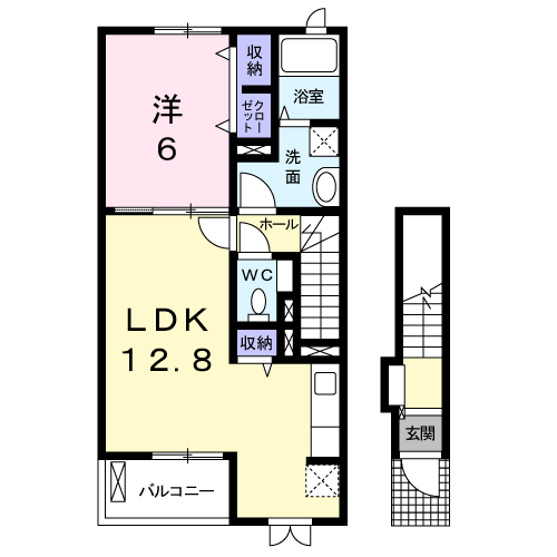 Planta 1LDK de グランツ今伊勢