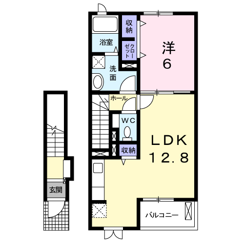 Planta 1LDK de グランツ今伊勢