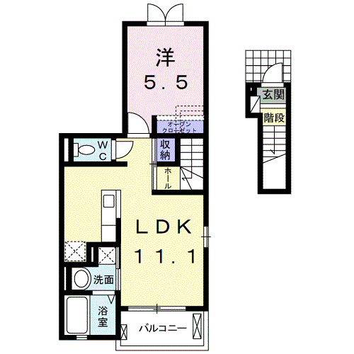 Planta do apartamento 1LDK — リラ