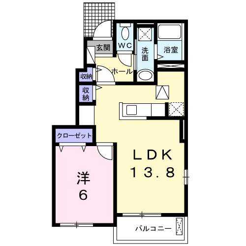 Planta 1LDK de エルムⅠ