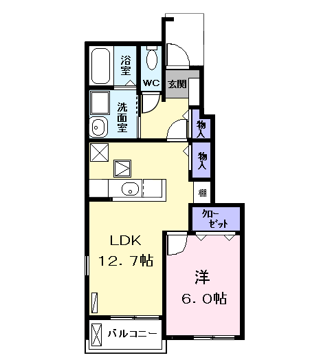 Planta 1LDK de クインテット　ハーモニー