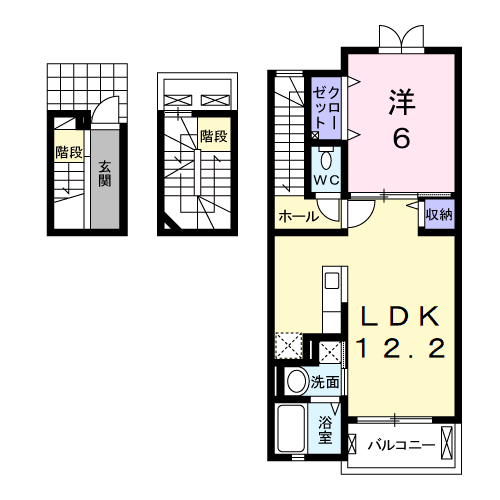 Planta 1LDK de サンスピナ赤見Ⅰ