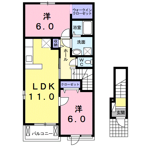 Planta do apartamento 2LDK — ルーエ・Ｓ