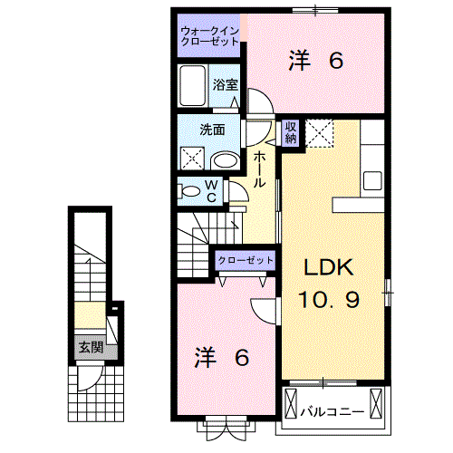 Planta 2LDK de ルーエ・Ｓ