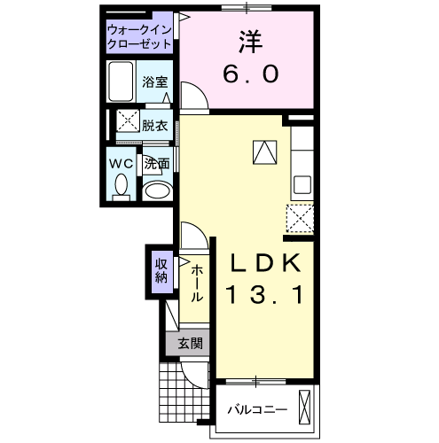 Planta 1LDK de リバーサイド　フクオカ