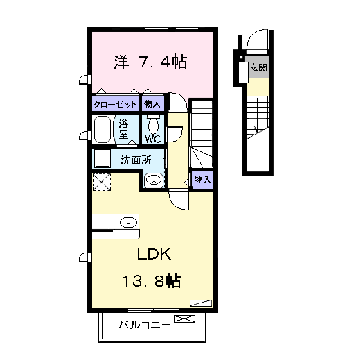 Planta 1LDK de ロイヤル川前　Ⅱ