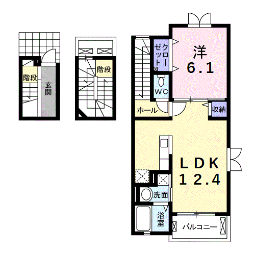 Planta 1LDK de スカイレジデンスⅢ