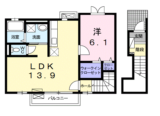 Planta 1LDK de アンセスター桜