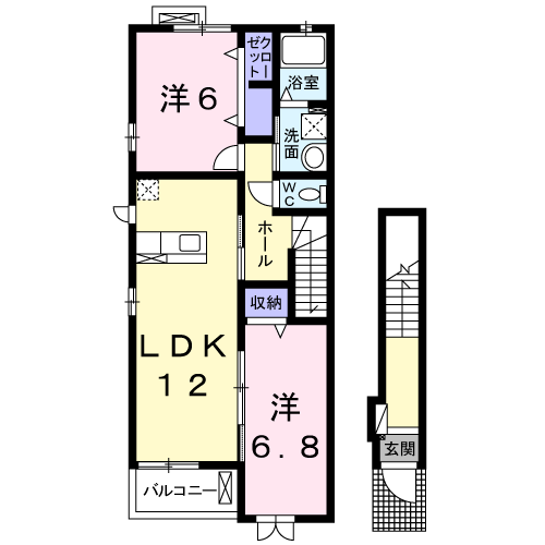 Planta 2LDK de プラシード
