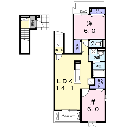 Planta 2LDK de アイランド花月　Ⅲ