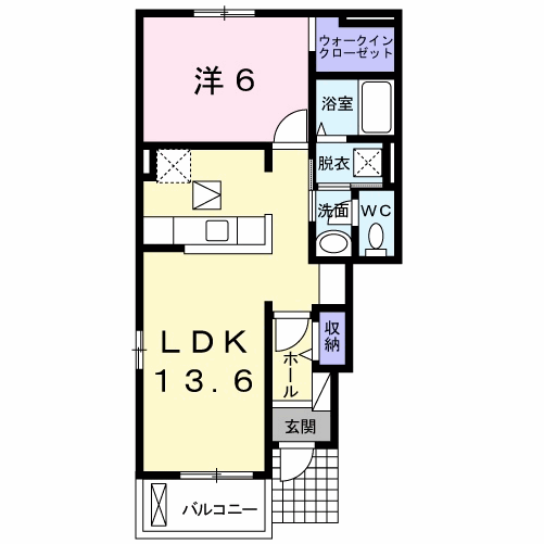 Planta 1LDK de ソロロＫ２