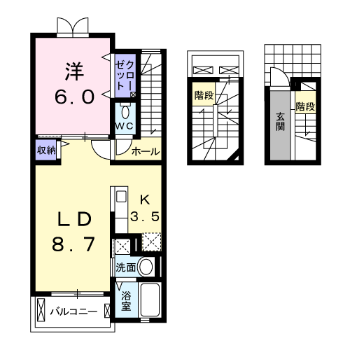Planta 1LDK de ヒラソル